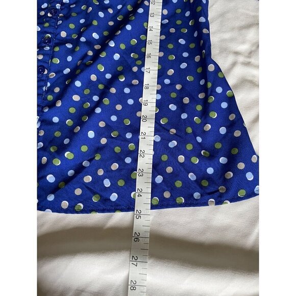 Kim Rogers Curvy Womens 1X Button Down Shirt Blue Polka Dot Print - Picture 11 of 12